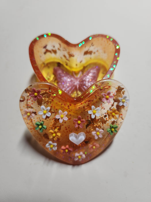 The Heart Shaped Flower Garden Ring Jewelry Box