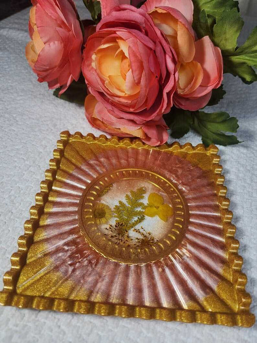 A Gold/Pink Jewelry Tray or Trivet - MyTreasureShopBySue