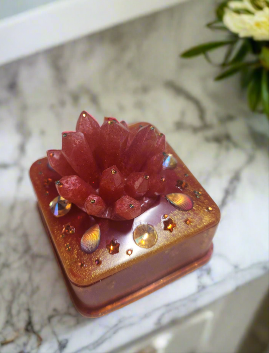 A Custom Jewelry Box with a Crystal Cluster on top
