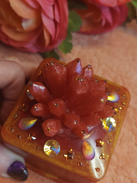 A Custom Jewelry Box with a Crystal Cluster on top - MyTreasureShopBySue
