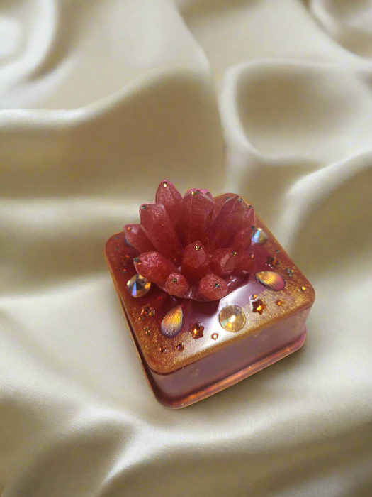 A Custom Jewelry Box with a Crystal Cluster on top
