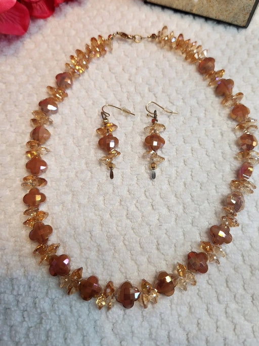 A Gold Crystal Necklace and Earring Set - MyTreasureShopBySue