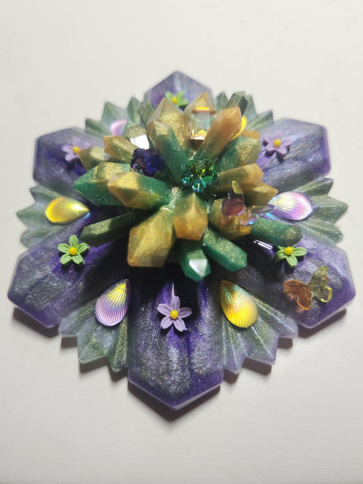 A Purple & Olive Green Crystal Covered Treasure Box