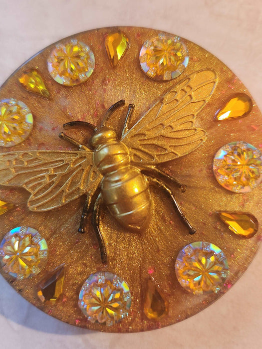 A Gold Bee Trinket/Jewelry Box with Gems & Crystals