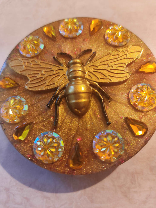 A Gold Bee Trinket/Jewelry Box with Gems & Crystals