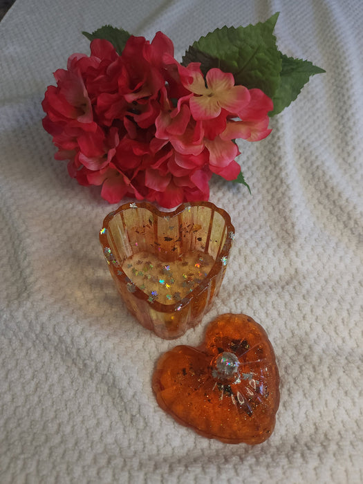 A Heart Shaped Orange Trinket Box